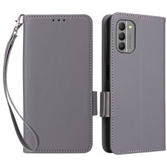 For Nokia G310 Litchi Texture PU Leather Cell Phone Case Wallet Stand Anti-Fingerprint Cover - Grey