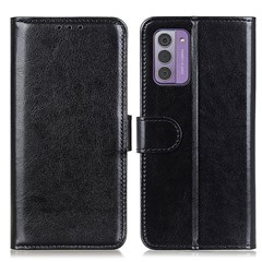 For Nokia G42 TPU + PU Leather Phone Case Stand Crazy Horse Texture Cell Phone Cover Wallet - Black