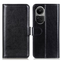 For Oppo Reno10 Pro 5G (Global) / Reno10 5G (Global) Stand Crazy Horse Texture Cover Wallet PU Leather Cell Phone Case - Black