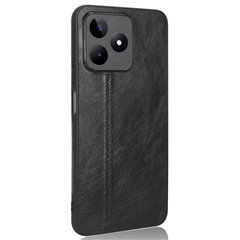 Phone Protective Cover for Realme C53 (Global) / C53 (India) / C51 , Stitching Line PU Leather Coated PC + TPU Back Case - Black
