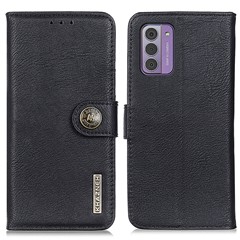 KHAZNEH For Nokia G42 Wallet Phone Shell Flip Cover Stand Cowhide Texture Cell Phone Case - Black