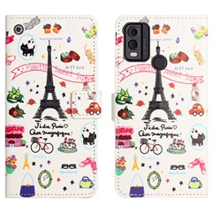 PU Leather Phone Case for Nokia C32 / C22 , Pattern Printing Wallet Stand Phone Cover - Iron Tower