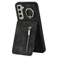  crazy horse texture leather card holder case Stand for Amazon Fire Phone - Black