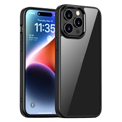 For iPhone 15 Pro Max Transparent PC Back + TPU Frame Protective Case Mobile Phone Cover - Black