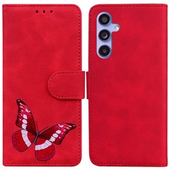 For Samsung Galaxy S23 FE Butterfly Printing Flip Stand Wallet Case Leather Anti-drop Phone Cover - Red