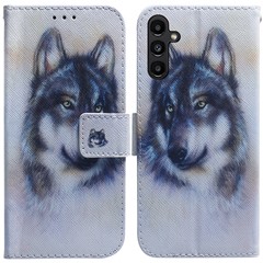 PU Leather Phone Case for Samsung Galaxy A25 5G (Global) (161.0 x 76.5 x 8.3mm) , Pattern Printing Wallet Flip Stand Cover - Wolf
