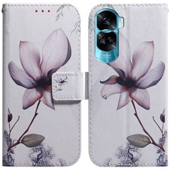 PU Leather Phone Case for Honor 90 Lite 5G / X50i 5G , Pattern Printing Stand Protective Wallet Cover - Pink Flower