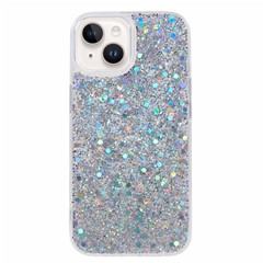 Glitter Shiny Sparkle Cover for iPhone 15 , Anti-Scratch Soft TPU Phone Case - Silver