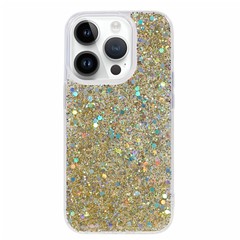 For iPhone 15 Pro Bling Glitter Phone Case Soft TPU Shockproof Protective Cover - Gold
