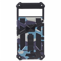 For Google Pixel 8 Pro Anti-Scratch PC+TPU Phone Case Camouflage Kickstand Back Cover - Navy Blue