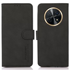 KHAZNEH For Huawei nova Y91 4G / Enjoy 60X Anti-drop Phone Cover Textured PU Leather Wallet Stand Case - Black