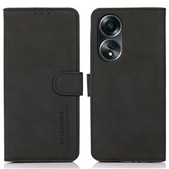 KHAZNEH For Oppo A58 4G PU Leather Smartphone Case Textured Wallet Stand Phone Cover - Black