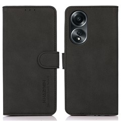 KHAZNEH For Oppo A58 5G Fine Texture Wallet PU Leather Smartphone Case Stand Phone Cover - Black