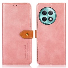 KHAZNEH For OnePlus Ace 2 Pro 5G Cowhide Texture Stand PU Leather Phone Case Wallet Phone Cover - Rose Gold