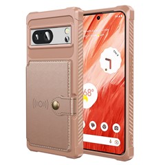 For Google Pixel 8 Pro PU Leather+TPU Anti-drop Cover Card Bag Phone Case Support Magnetic Car Mount - Pink