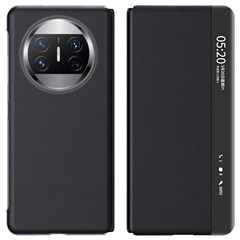 View Window Phone Cover for Huawei Mate X5 , PU Leather + PC Stand Case (without Pen Holder) - Black