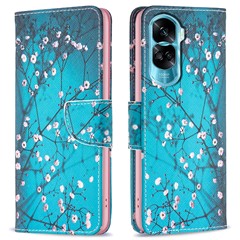 PU Leather Wallet Case for Honor 90 Lite 5G / X50i 5G , Pattern Printing Stand Flip Phone Cover - Plum Blossom