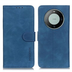 KHAZNEH For Huawei Mate 60 Supporting Stand Cell Phone Case Retro Texture PU Leather Wallet Phone Cover - Blue