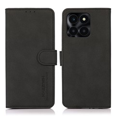 KHAZNEH For Honor X6a 4G Wallet Stand Cover Magnetic Closure PU Leather Textured Phone Case - Black