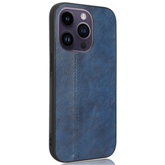 For iPhone 15 Pro Max Drop-proof Phone Cover Stitching Line PU Leather+PC+TPU Case - Blue