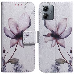 For Motorola Moto G14 4G Pattern Printing Leather Cover Stand Wallet Phone Case - Pink Flower