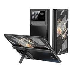 For Xiaomi Mix Fold 3 5G Case Kickstand PC Electroplating Phone Cover with Screen Film + Lens Film - Black