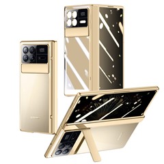 For Xiaomi Mix Fold 3 5G Case Clear PC Kickstand Phone Cover with Anti-Spy Screen Protector - Gold