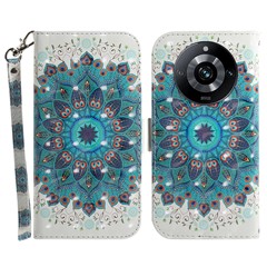 For Realme 11 Pro 5G / 11 Pro+ 5G / Narzo 60 Pro 5G Case PU Leather Pattern Printing Phone Cover - Peacock Wreath