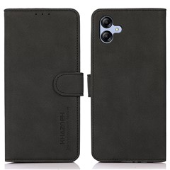 KHAZNEH For Samsung Galaxy A05 4G Case Textured Leather Mobile Phone Cover Wallet Stand Shell - Black