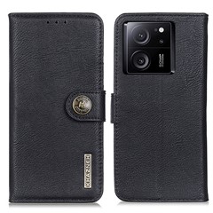 KHAZNEH For Xiaomi 13T / 13T Pro / Redmi K60 Ultra Case Anti-drop Phone Cover PU Leather Stand Wallet - Black
