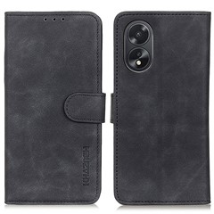 KHAZNEH For Oppo A38 4G Case Anti-Scratch Retro Texture Stand Leather Phone Cover - Black