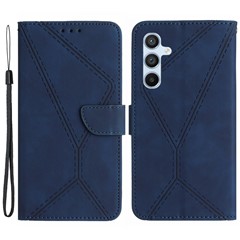 HT05 For Samsung Galaxy A05s 4G Case PU Leather Wallet Imprinted Line Phone Cover - Blue