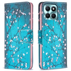 Wallet Phone Cover for Honor X6a 4G Case PU Leather Stand Shell - Plum Blossom
