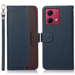 KHAZNEH For Motorola Moto G84 5G Case Anti-Scratch RFID Blocking Wallet Leather Phone Cover - Blue