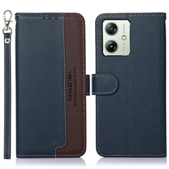 KHAZNEH For Motorola Moto G54 5G Case Wallet Leather Cell Phone Cover (RFID Blocking Function) - Blue