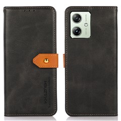 KHAZNEH For Motorola Moto G54 5G Case Leather Mobile Phone Cover with Stand Wallet - Black