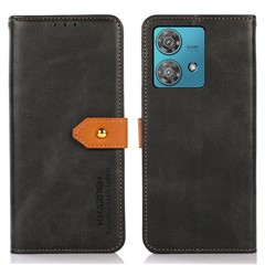 KHAZNEH For Motorola Edge 40 Neo 5G Case PU Leather Wallet Phone Cover with Stand - Black