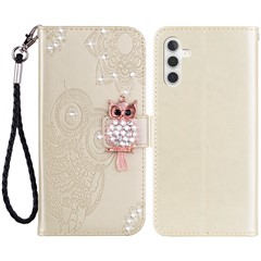For Samsung Galaxy A05s 4G Case Rhinestone Decor Leather Phone Wallet Cover with Stand - Gold