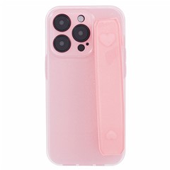 For iPhone 14 Pro Max Kickstand TPU Case Wristband Glittery Phone Cover - Pink
