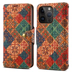 For iPhone 14 Pro Max Case Flower Printed PU Leather Wallet Stand Phone Cover - Winter