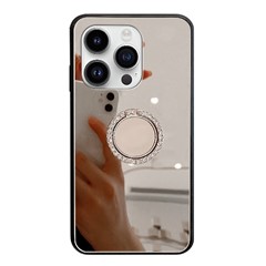 For iPhone 15 Pro Max Case Mirror Surface TPU + PC Anti-scratch Phone Kickstand Cover - Silver