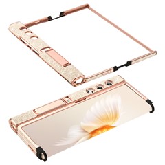 For Honor V Purse Case Glitter Hard PC Folding Phone Cover - Gold