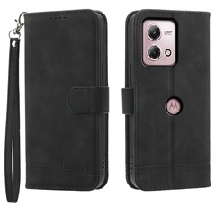 DIERFENG DF-03 For Motorola Moto G Stylus (2023) Case Wallet Stand Shockproof Leather Mobile Phone Cover - Black