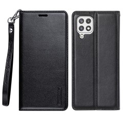HANMAN Minuo Series For Samsung Galaxy M33 5G (Global Version) Case Wallet Leather Phone Cover - Black
