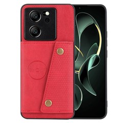For Xiaomi 13T / 13T Pro / Redmi K60 Ultra Cover Card Slots PU Leather + TPU Phone Kickstand Case - Red