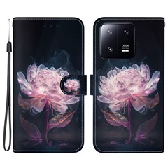 For Xiaomi 13 Pro 5G Case Pattern Printing Folio Flip Phone Cover - Purple Peony