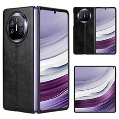 For Huawei Mate X5 Case PU Leather+PC Cowhide Texture Shockproof Phone Cover - Black