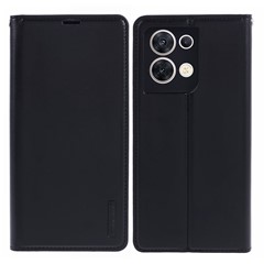 HANMAN Minuo Series For Oppo Reno8 5G (Global Version) Case Wallet Protective Phone Cover - Black