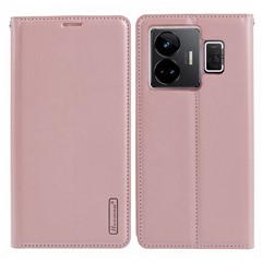 HANMAN Minuo Series For Realme GT3 5G / GT Neo 5 5G Case PU Leather Phone Wallet Cover - Rose Gold