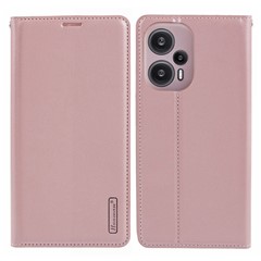 HANMAN Minuo Series For Xiaomi Redmi Note 12 Turbo / Poco F5 5G Case Leather Wallet Phone Cover - Rose Gold